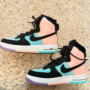 Nike Black and Pink High-Top Sneakers “Have a Nice Day” Sneakers